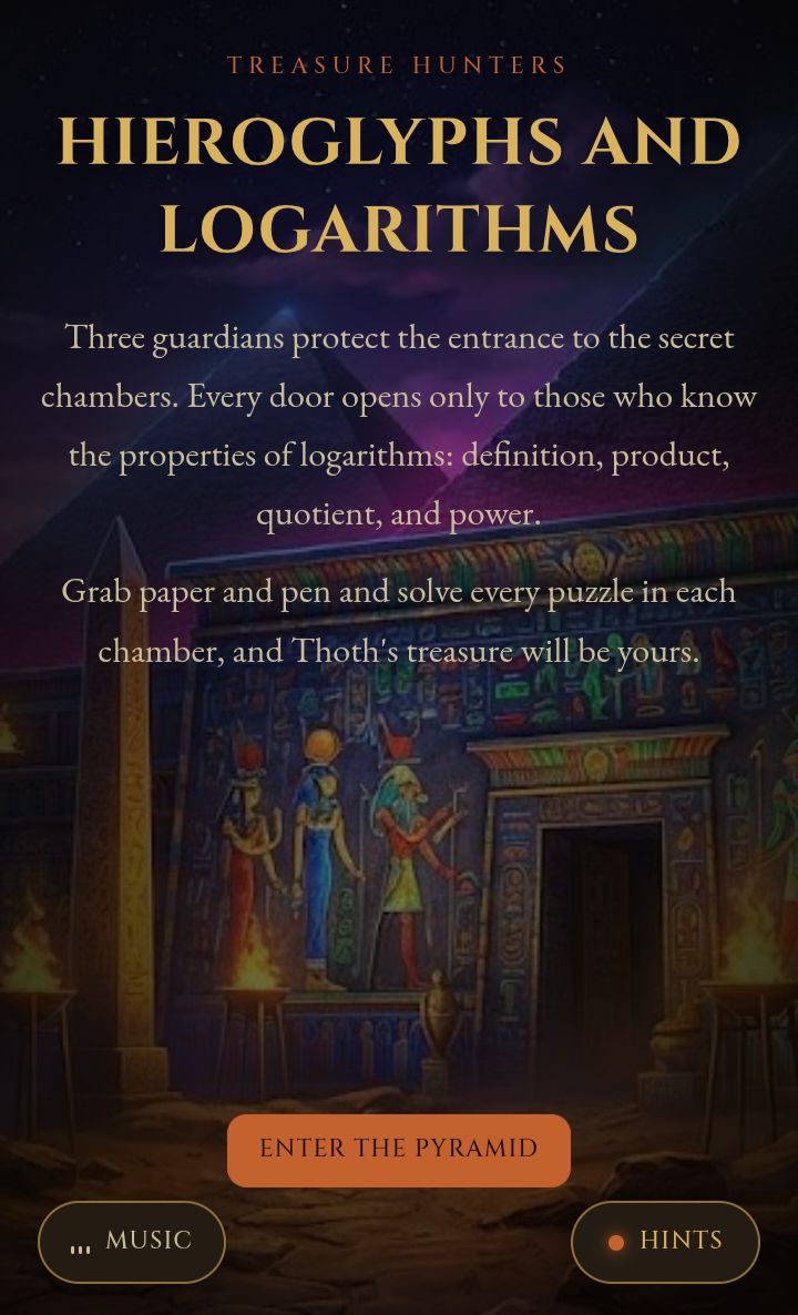 Escape Room — Hieroglyphs and Logarithms
